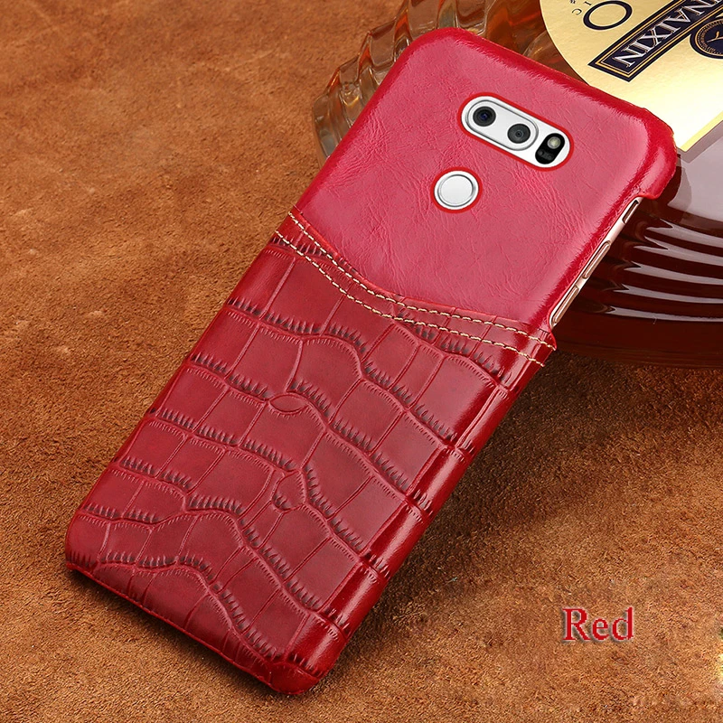 

JUNDONG brand phone case crocodile pattern and wax leather mixed color half pack phone case For LG V30 custom processing