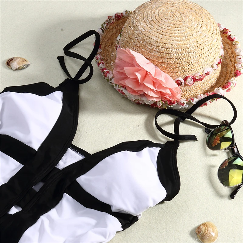 Одна деталь push up Монокини Trikini Для женщин глубокий v-образным вырезом ванный