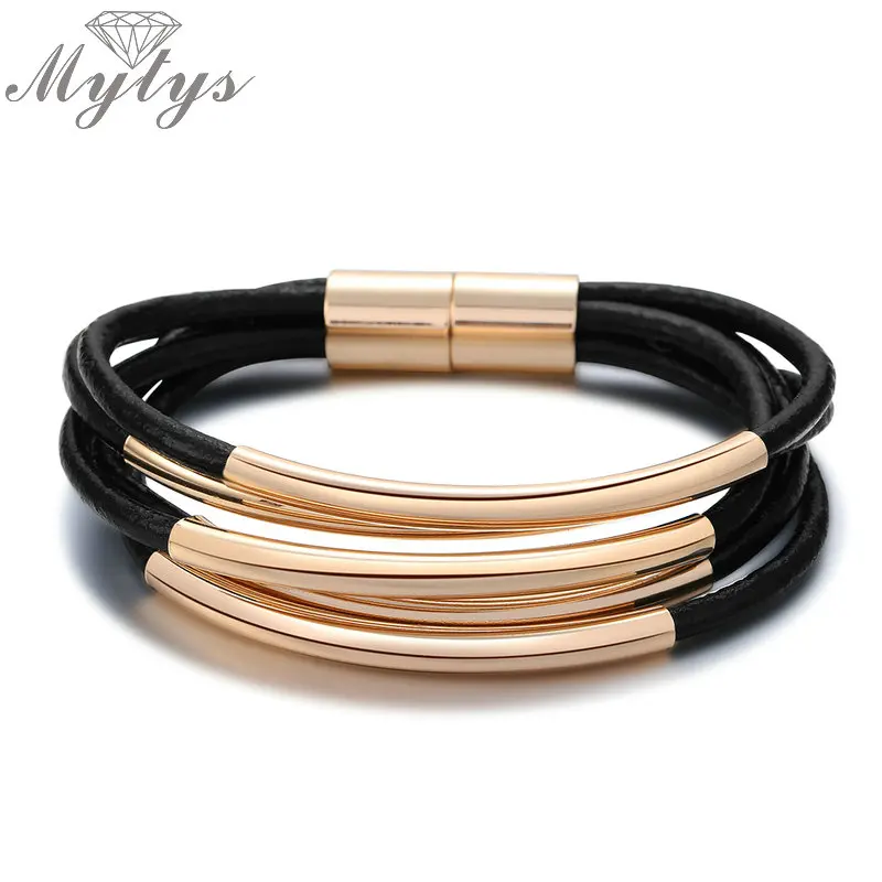 Браслет Mytys B1094 B1095 B1101 Женский модная металлическая кожаная фурнитура с магнитной