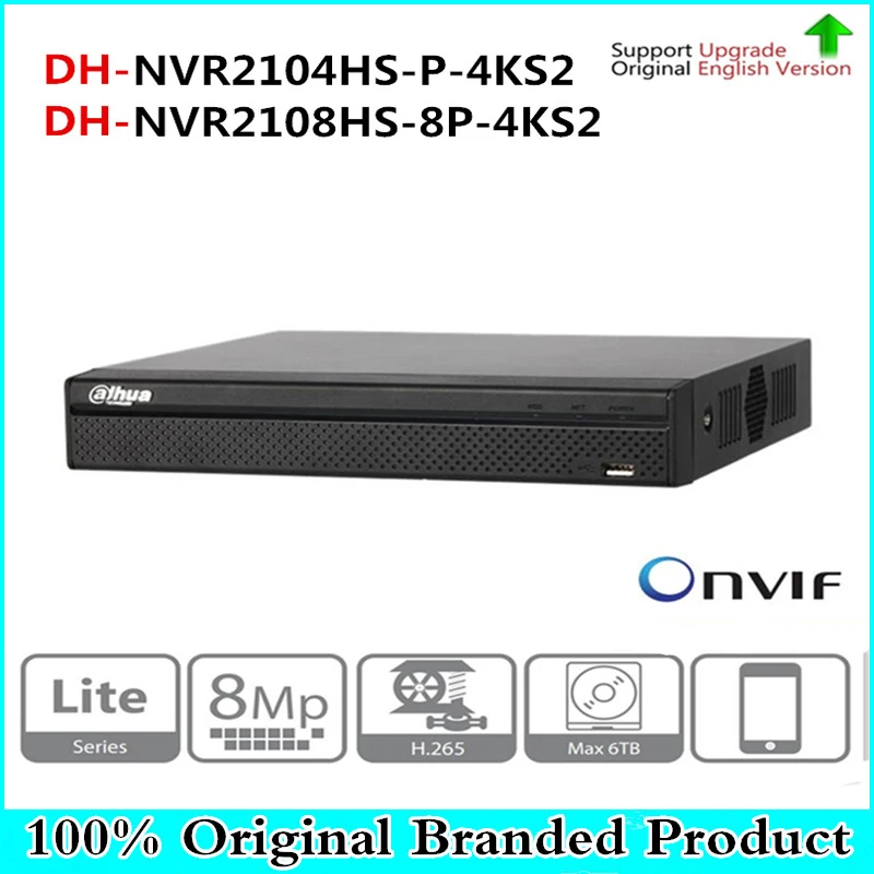 DH NVR2104HS P 4KS2 NVR2108HS 8P 4CH 8CH POE NVR 4 К Регистраторы Поддержка HDD 4/8CH для видеонаблюдения