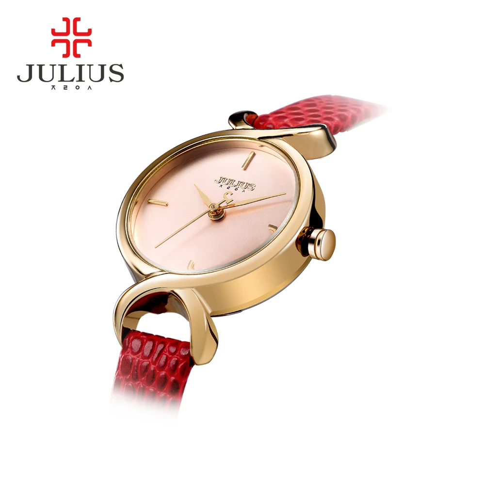 Для женщин Julius JA 694 из крокодиловой кожи модные часы 5 Цвета кварцевые женские