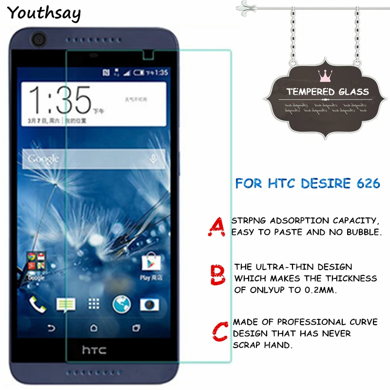 2 uds., cristal para HTC Desire 626, pel&iacute;cula protectora de pantalla, cristal templado para HTC Desire 626, cristal para HTC 626, pel&iacute;cula protectora Youthsay-0