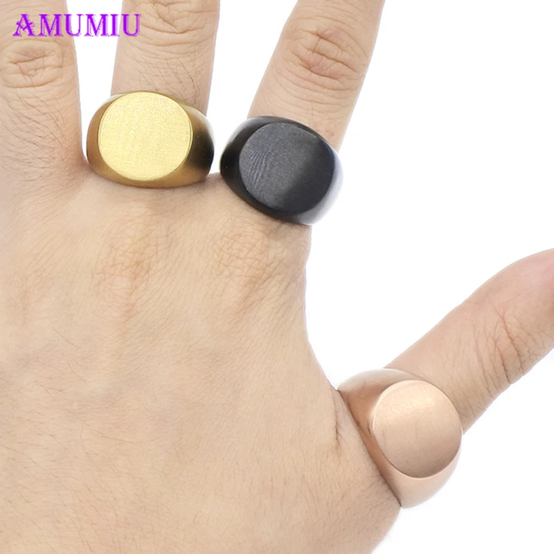 AMUMIU золотые черные розовые кольца модные простые гладкие на палец для женщин