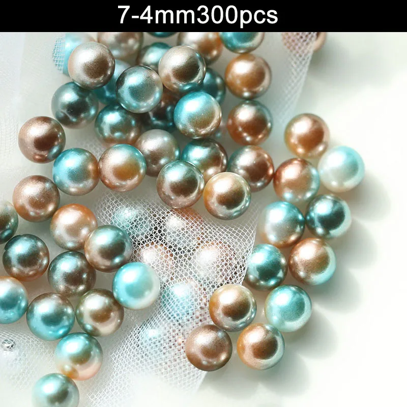 7-4mm 300pcs Разноцветные Круглые бусины с имитацией жемчуга без отверстий, бусины для рукоделия, изготовление для женщин, магазин - Цвет: 7-4mm 300pcs