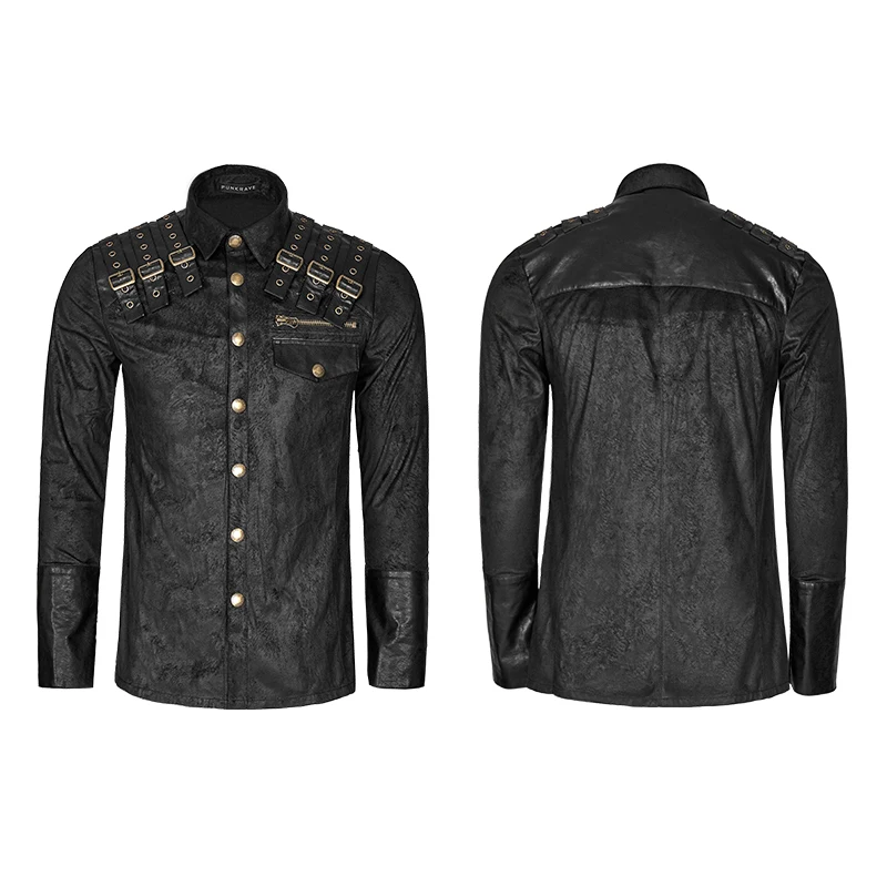 Рубашка мужская с длинным рукавом Готическая Повседневная Стильная черная