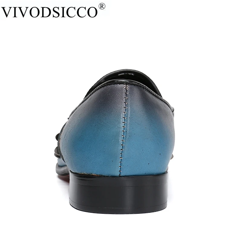 VIVODSICCO/модные мужские туфли из натуральной кожи; Zapatillas Superstar; повседневные мужские лоферы на плоской подошве с заклепками; свадебные туфли