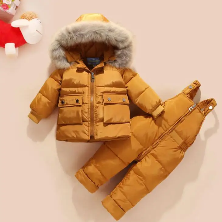 Новинка 2018 русская зимняя куртка на белом утином пуху для младенцев однотонный