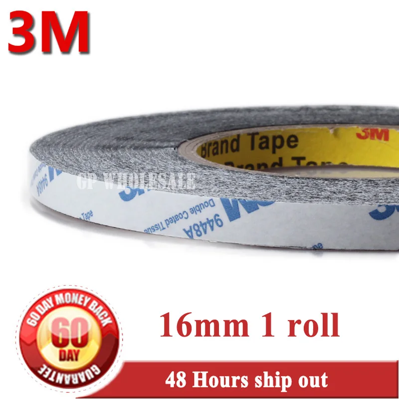 

16mm* 50 meters 3M BLACK 9448 Double Sided Adhesive Tape Sticky for LCD /Screen /Touch Dispaly /Housing /LED #910