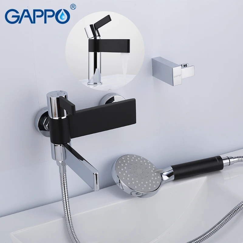 

GAPPO Bathtub Faucets brass water tap chrome and black bath tub faucet mixer shower set with basin faucet torneira do anheiro