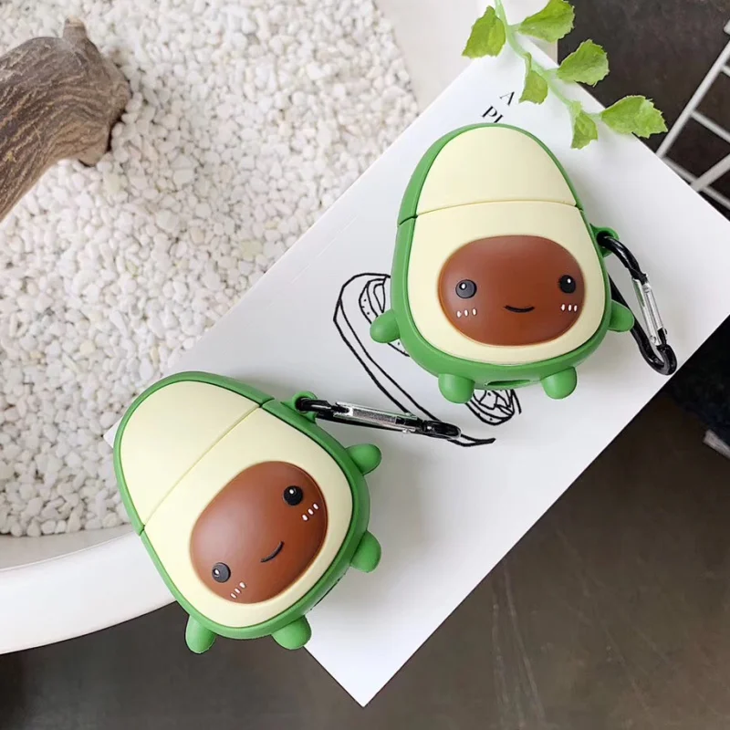 Чехол для AirPods милый 3D мультяшный чехол наушников с авокадо Apple Airpods 2 силиконовый