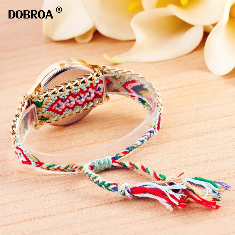 DOBROA Montre Femme часы женские стильные газ DIY ручная вязка трикотажная шерсть цепь