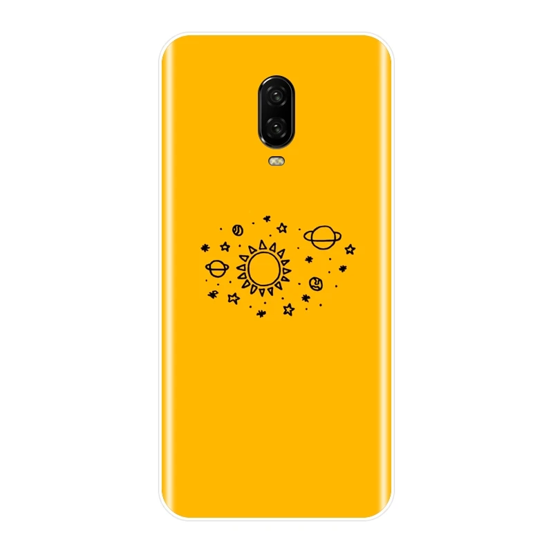 Мягкий чехол для телефона силиконовый OnePlus 6 6T 5T 3 3T желтый космический Подсолнух