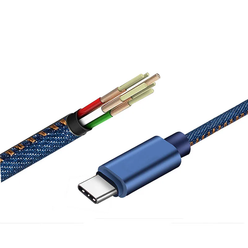 Микро Usb Джинсовые линии передачи данных для Oppo Android зарядный кабель мобильного