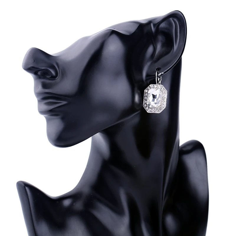 Сверкающие прямоугольные серьги с кристаллами модные свадебные украшения