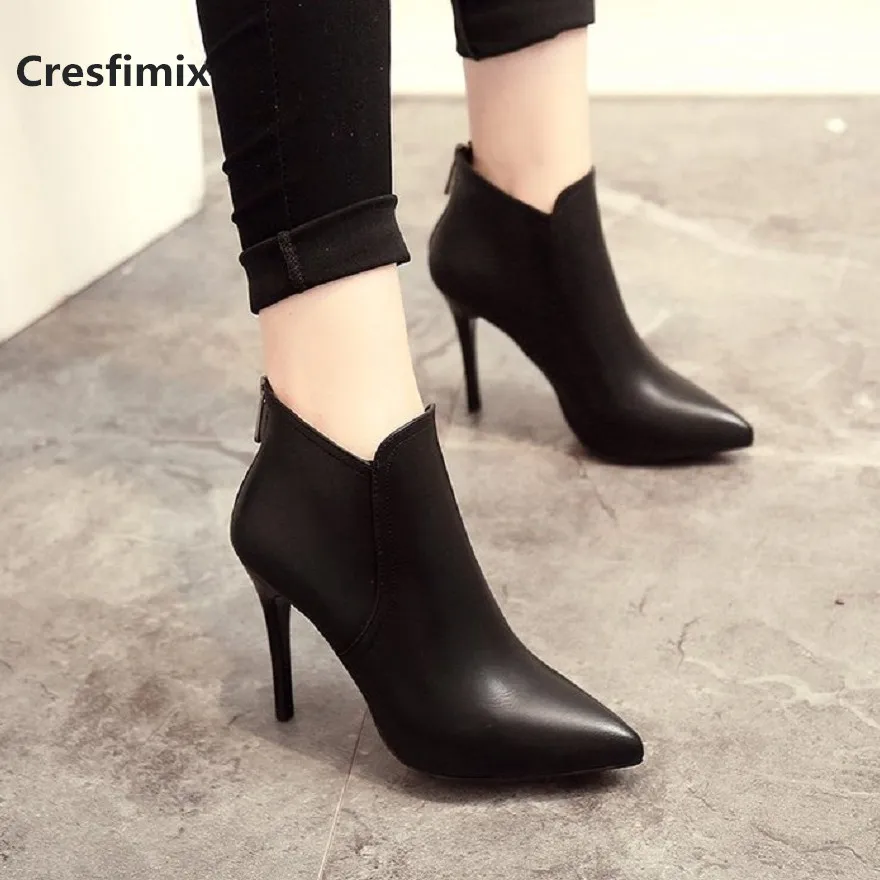 Cresfimix/женские модные удобные черные женские ботильоны из искусственной кожи