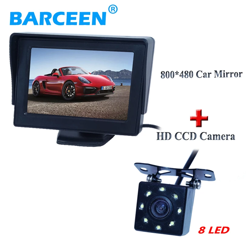

car Rear reversing camera auto wire with 8 led light more brigh +assist system 4.3" car rear moniotor universal