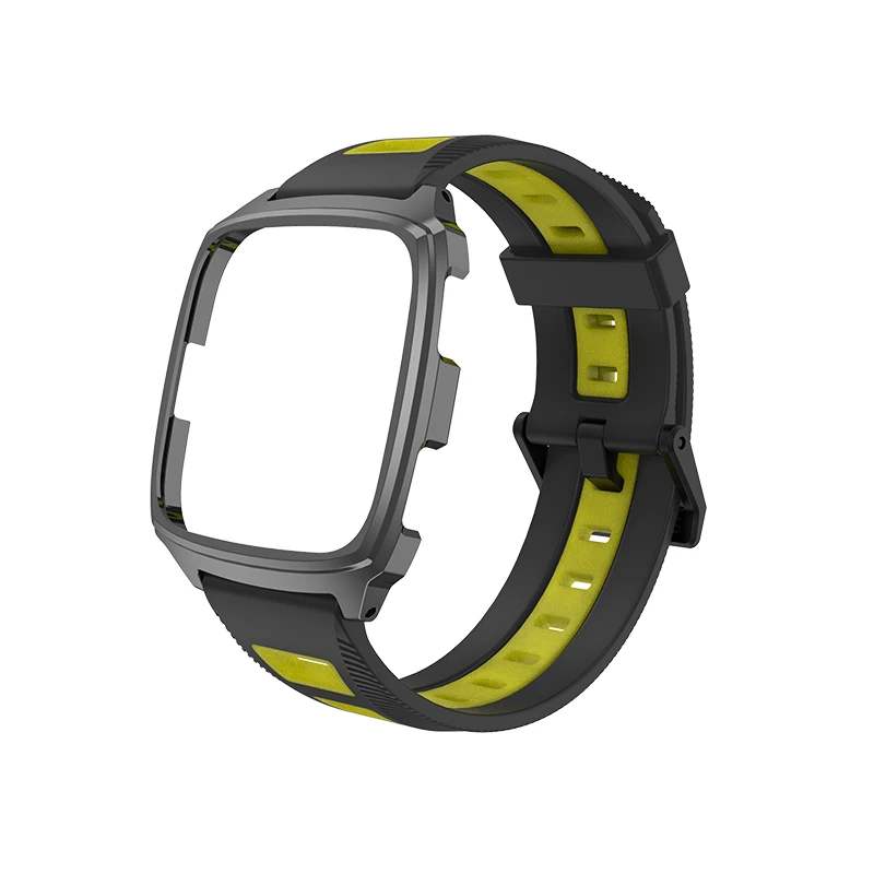 Black Yellow Mijobs ремешок на запястье для Fitbit Versa Lite аксессуары Чехол протектор Браслет для Fitbit Versa ремешок Смарт часы крышка браслет - Цвет: Black Yellow