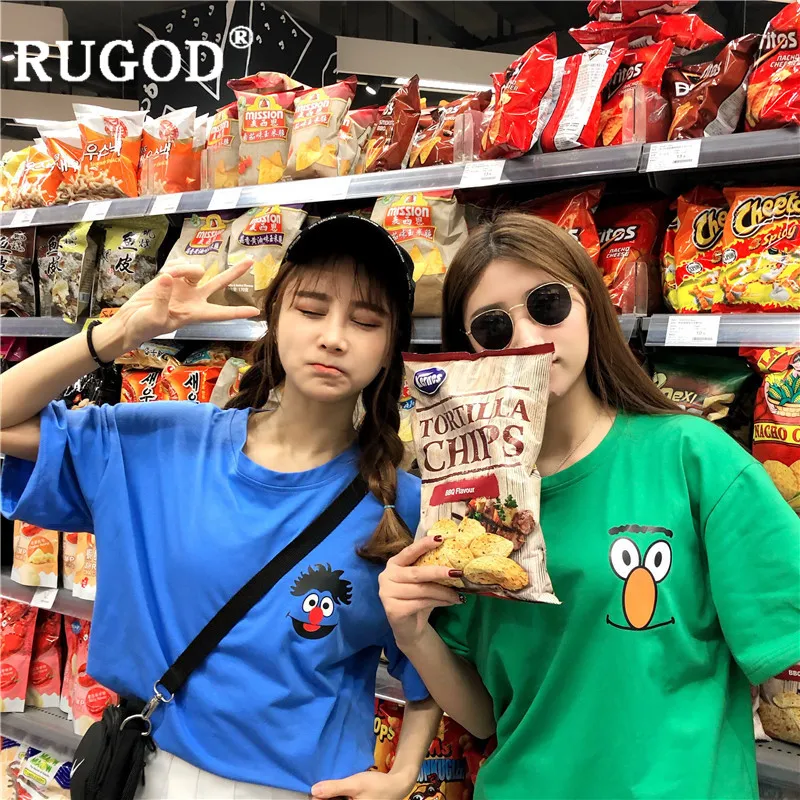 RUGOD новинка 2019 модная футболка с мультяшным гротеском свободная хлопковая