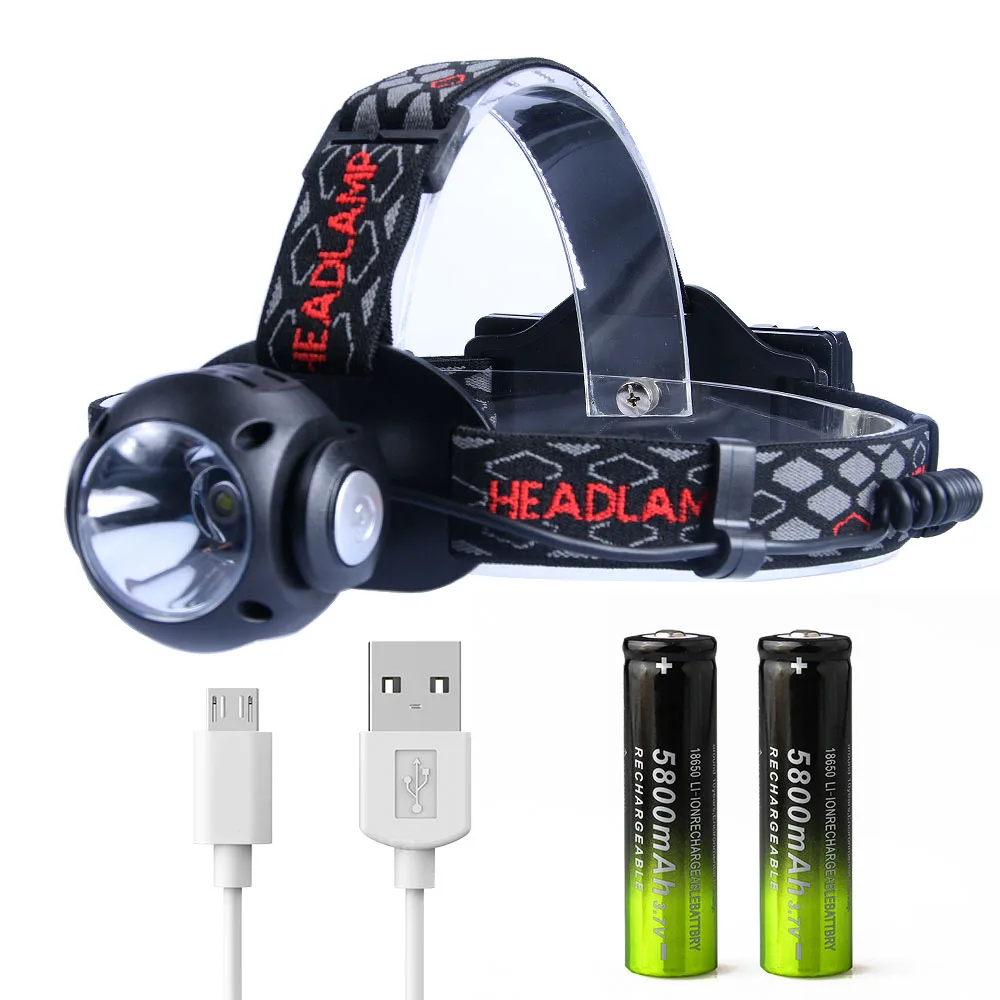 Headlamp Battery 3500Lm T6+ COB светодиодный налобный фонарь с usb-зарядным интерфейсом, велосипедный фонарь с поворотом на 360 градусов, налобный фонарь, аккумулятор 18650 - Испускаемый цвет: Headlamp Battery