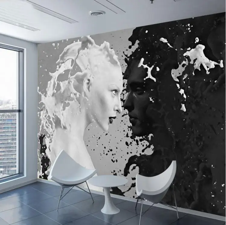 

Creative Black White Milk Lover Spray Photo Wallpapers for Wall 3 d Living Room Shop Bar Cafe Walls Murals Roll Papel De Parede