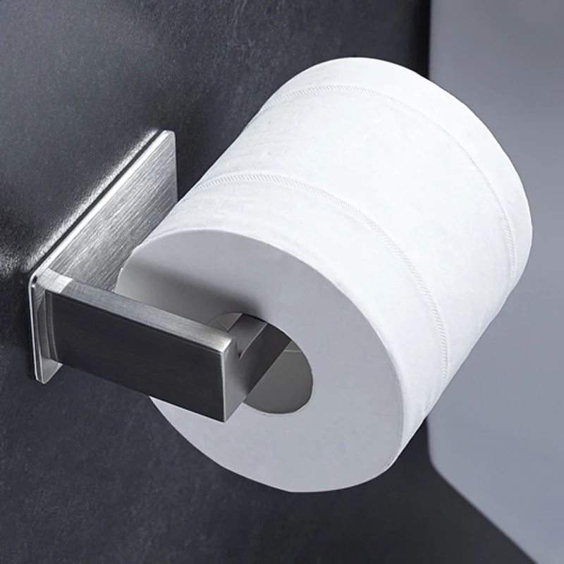 

Bathroom Toilet Paper Roll Holder Self Adhesive Stainless Steel Kitchen Tissue Hanging Holder Wall Mounted Paper Holder Brushed