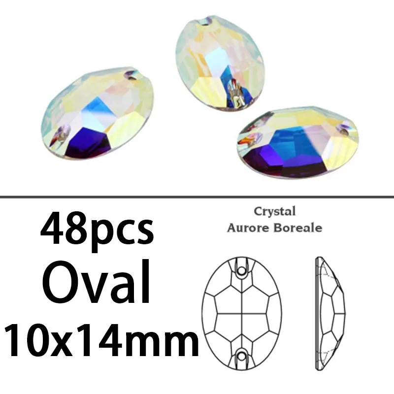 3210 10x14mm 48pcs Смешанные размеры формы смешивания Швейные кристаллы AB Пришивные бусины Flatback Стразы модные Кристаллы пришивные камни для свадебного платья - Цвет: 3210 10x14mm 48pcs