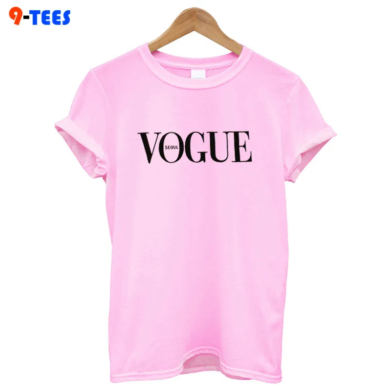 2018 Новая летняя футболка Для женщин VOGUE Высокое качество Мода Письмо печати