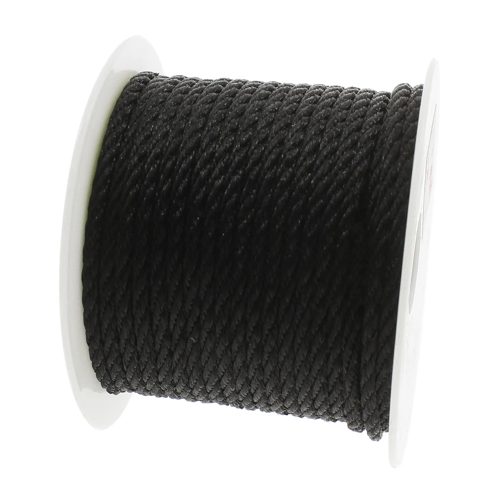 

Hot Sale 1PC 40m/Spool 3mm Cotton Cord Thread Cord Black Satin Chinese Knotting Silky Macrame Cord Beading Braided String Thread