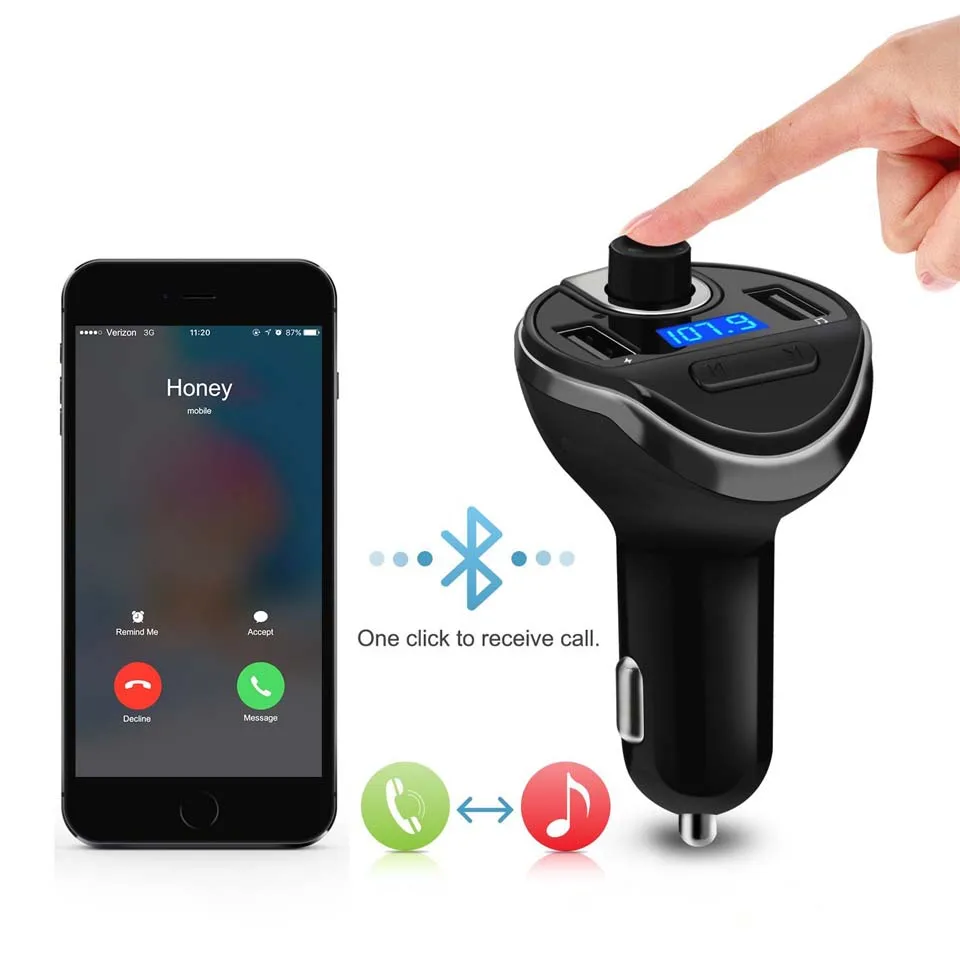 Anlud Bluetooth гарнитура для Авто Hands Free fm-передатчик Беспроводной автомобиля Mp3 музыкальный плеер Dual USB Зарядное устройство громкой связи Bluetooth Car Kit FM-трансмиттер