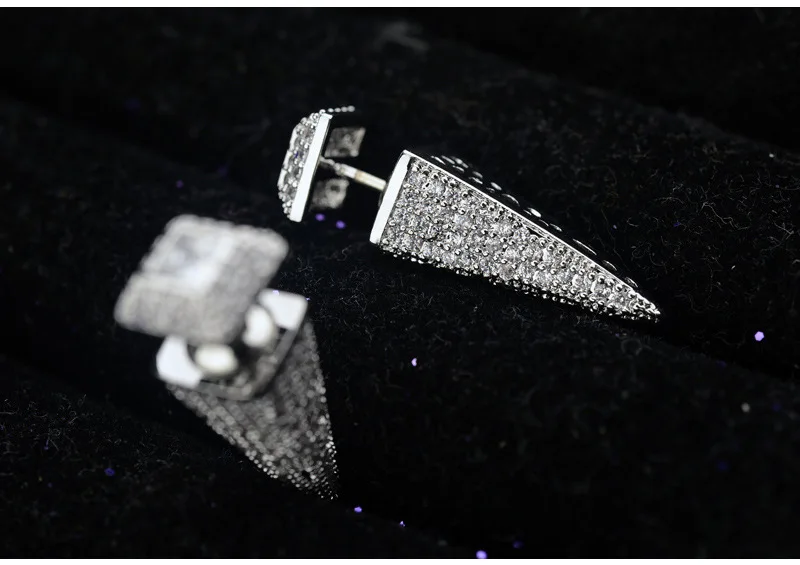 Распродажа 925 серебряные европейские перьевые кристаллы от Swarovski новые модные креативные cz треугольные конусные серьги микро горячие ювелирные изделия