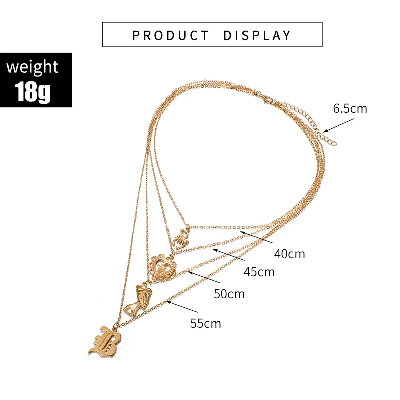 trendytime new bohemian geometric gold fash multi layer pendant necklace for women jewerly fashion cross charm chain | Украшения и