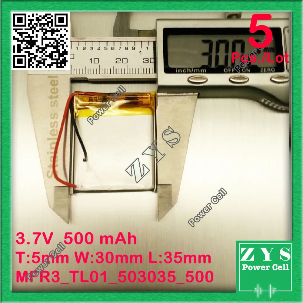 Safety Packing (Level 4) 5 pcs. Polymer battery 500 mah 3.7 V 503035 Li-ion for dvr GPS mp3 mp4 speakers smart home MP3 |