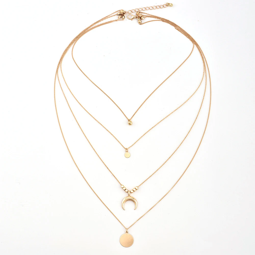 4 шт./компл. для женщин Личность колье из бисера полумесяц колокол круглый кулон