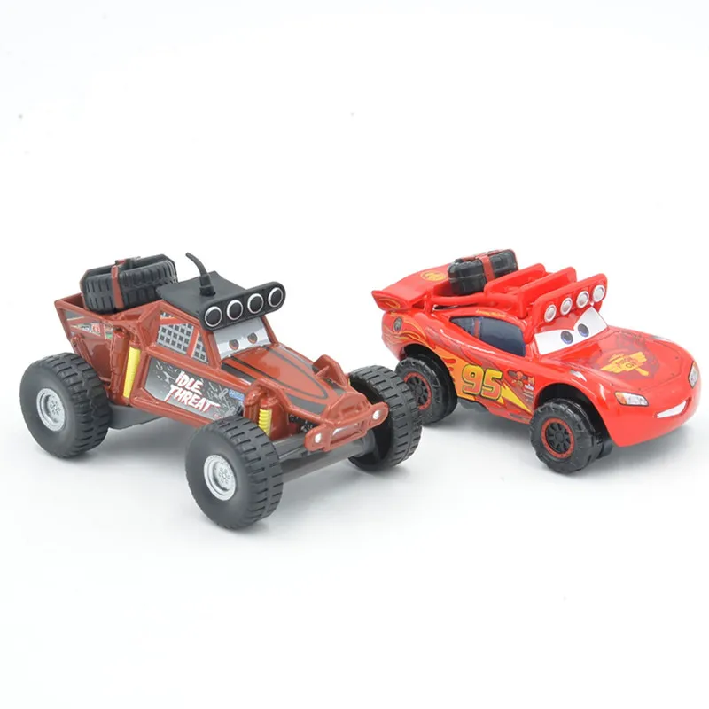 Disney Pixar машинки Новые 2 шт. № 95 внедорожник Lightning Mcqueen и простое угрозы с большими колесами, коричневый пляжные багги литья под давлением модели машинок из сплава игрушки