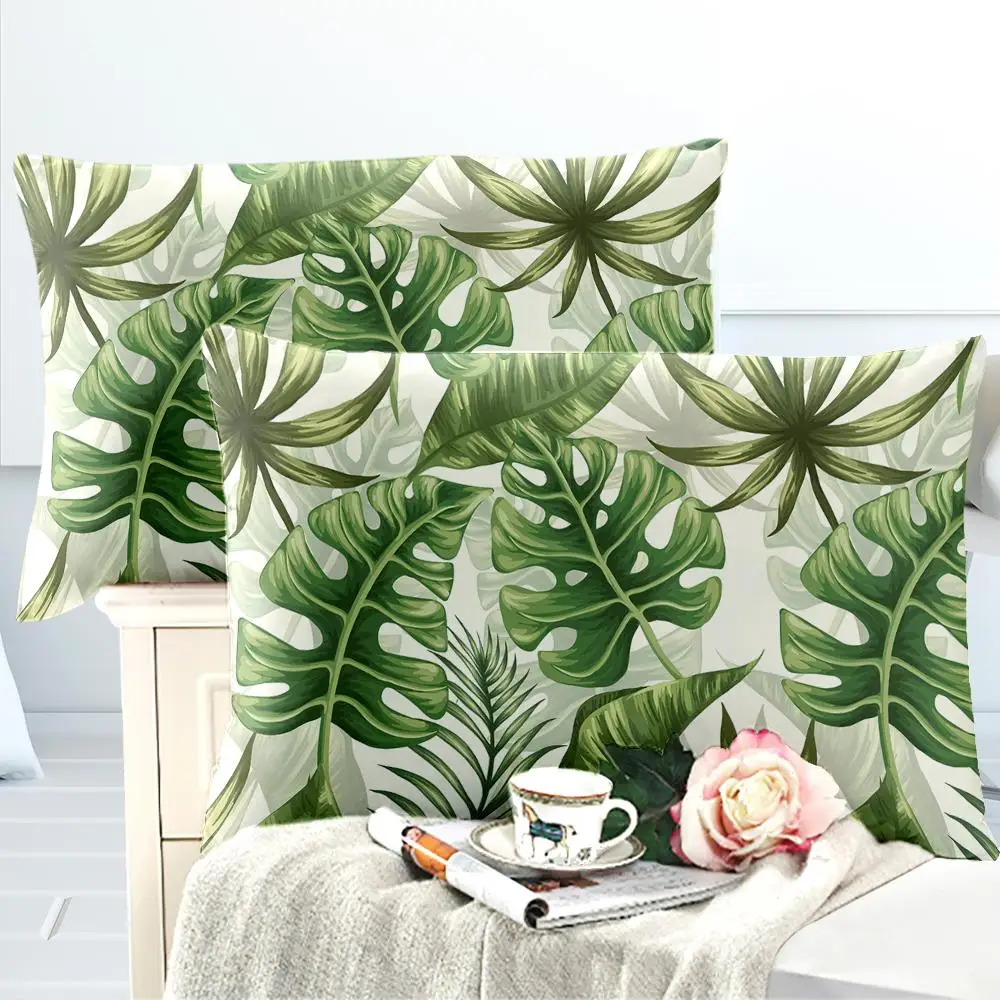 

Tropical Palm Leaves Bedding Set Jungle Green Monstera Leaves Duvet Cover Set Twin Full Queen King Bedding Quilt Cover 3Pcs D35