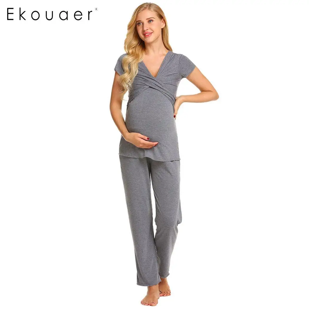Ekouaer женский пижамный комплект ночное белье для кормления Пижама кормящих мам