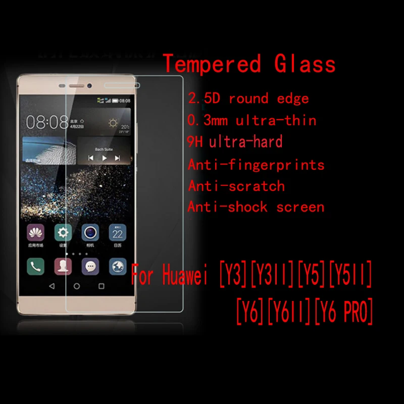 Закаленное защитное стекло 5 шт./лот FENGHEMEI для Huawei Y3 Y3C Y330 Y360 Y3II Y5 Y5C Y520 Y5II Y6 Y6II PRO Y7 Prime