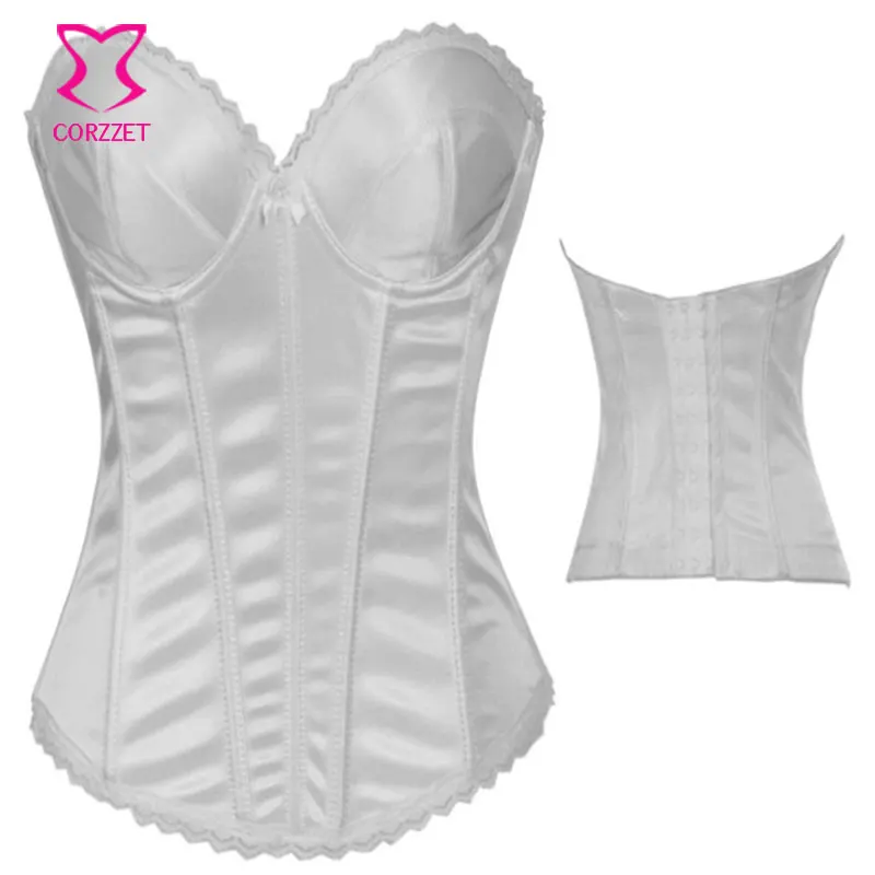 Корзет белый хлопок Overbust свадебные корсеты и бюстье талии тренер стальная
