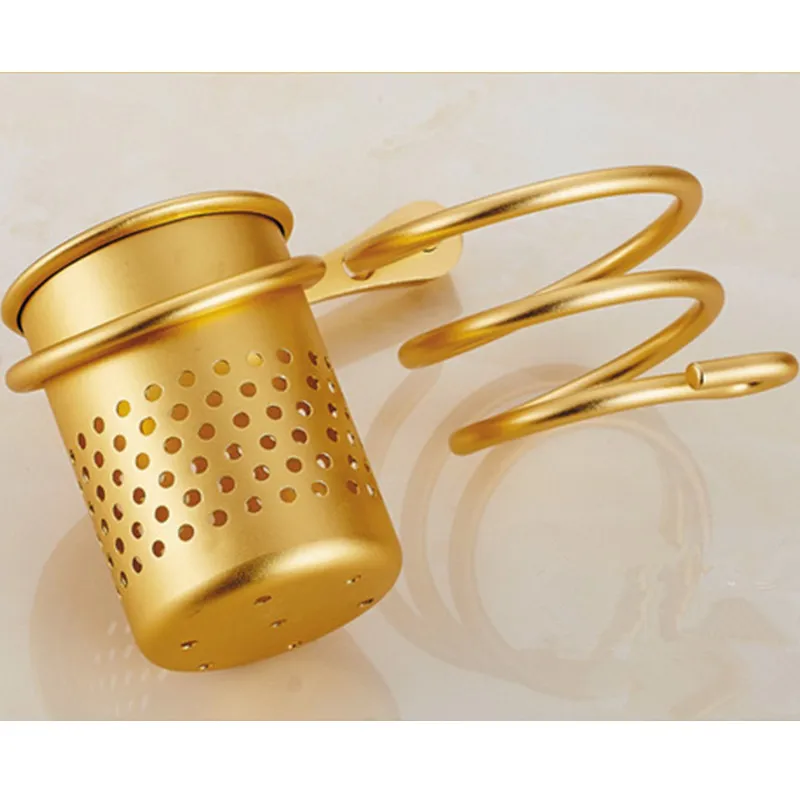 Бесплатная доставка Настенный алюминиевый держатель для фена золотого цвета