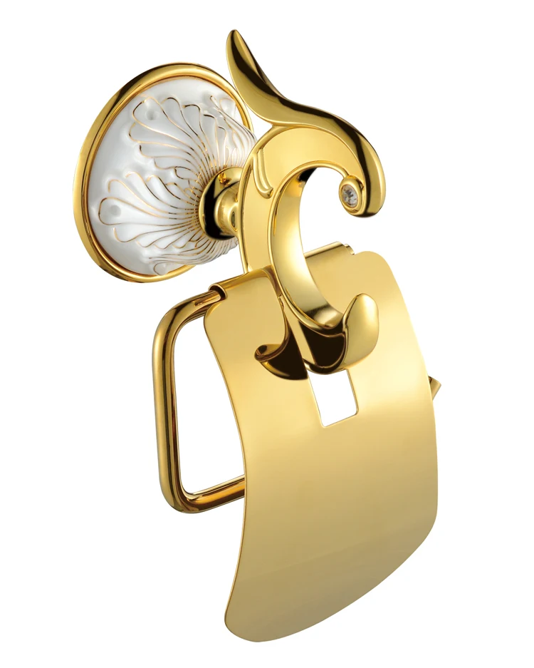 

Toilet Paper Holder,Roll Holder,Tissue Holder,Solid Brass Gold Finished-Bathroom Accessories Products PH009