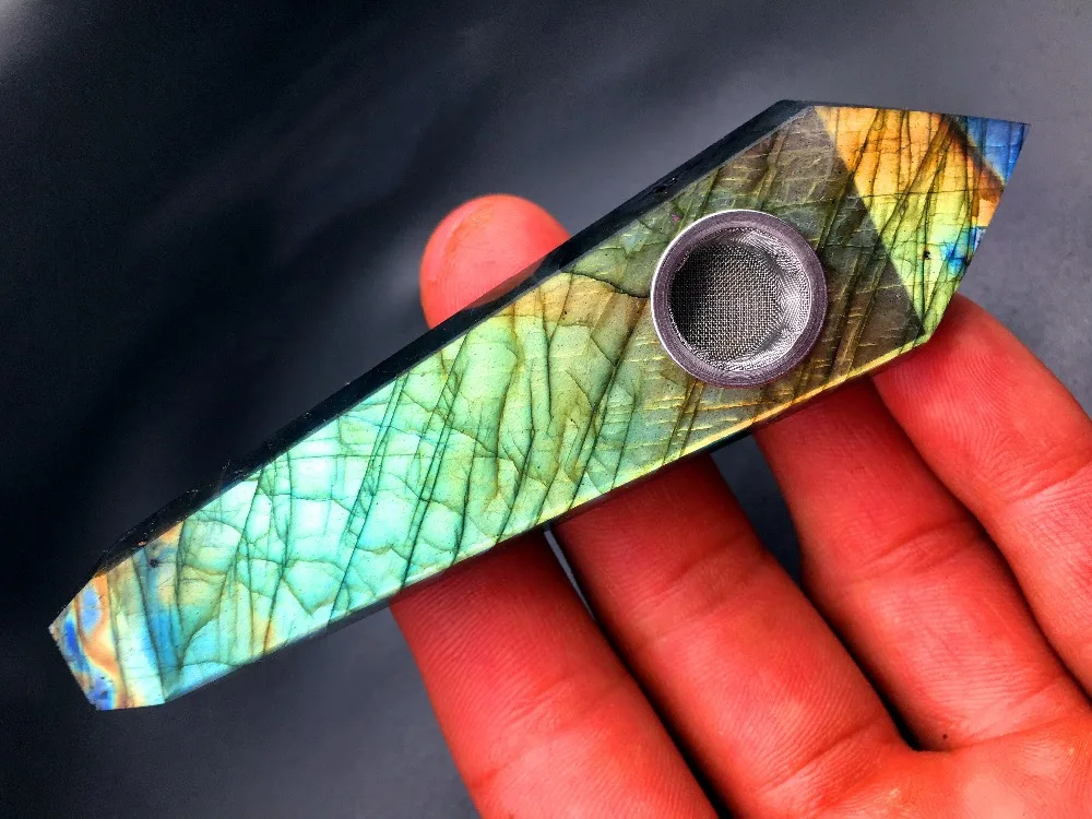 1 шт. натуральный кварцевый кристалл лабрадорит камень курительная трубка для