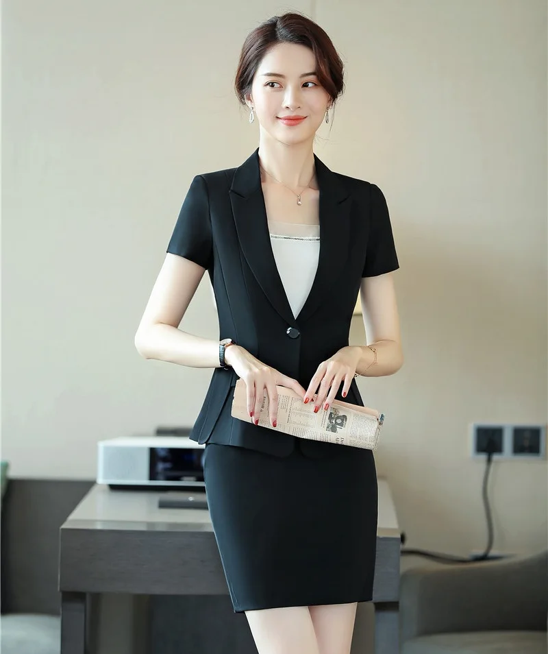 Новинка 2019 летние Официальные Женские блейзеры и куртки синяя рабочая одежда с