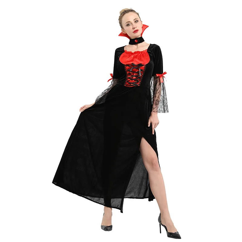 Женский костюм вампира HUIHONSHE Черное длинное платье для маскарадные костюмы