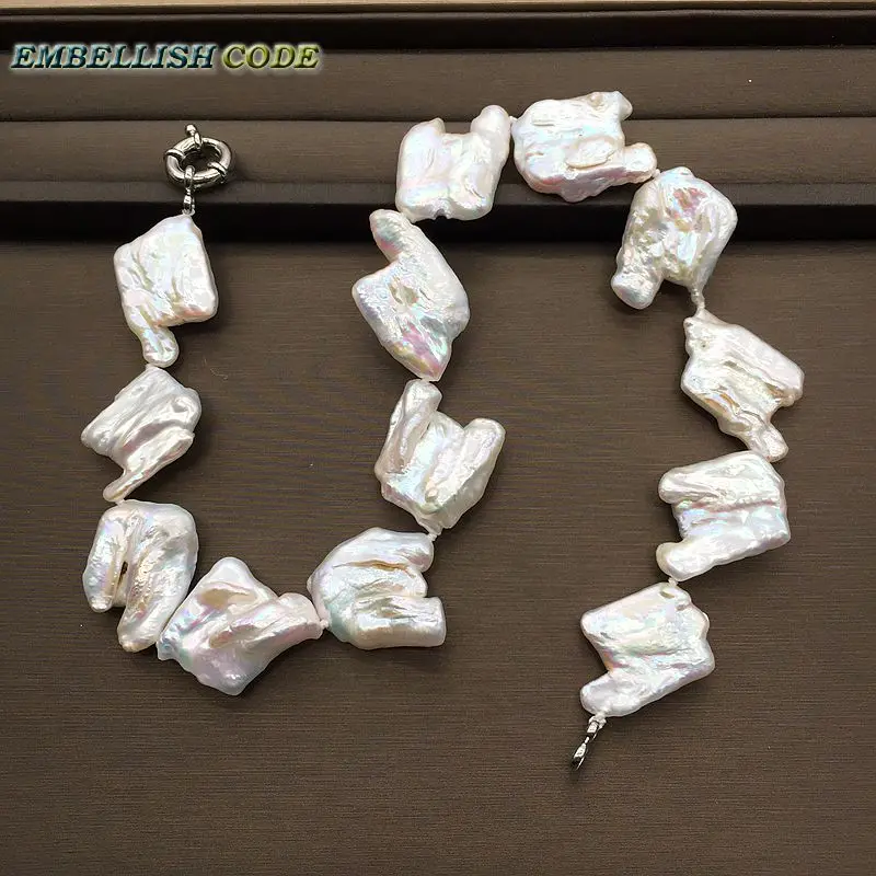 Новинка 2019 белый чокер большого размера с барочным жемчугом массивное ожерелье