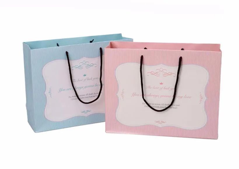 10 упаковок в розово зеленую полоску бумажный мешок с ручкой упаковочная сумка