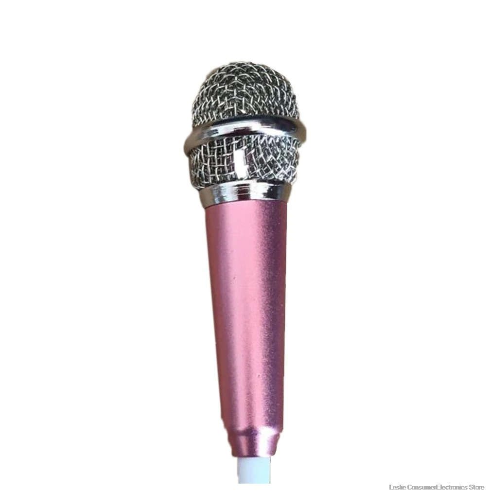 rose gold Портативный 3,5 мм стерео Студийный микрофон KTV Караоке мини микрофон для сотового телефона ноутбука ПК настольный 5,5 см* 1,8 см маленький размер микрофон аудио - Цвет: rose gold