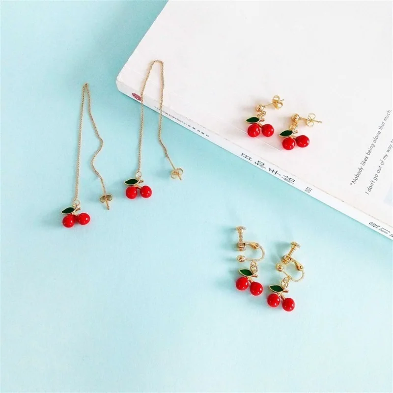 Милые серьги с эмалью милые длинные/короткие клипсы в Корейском стиле