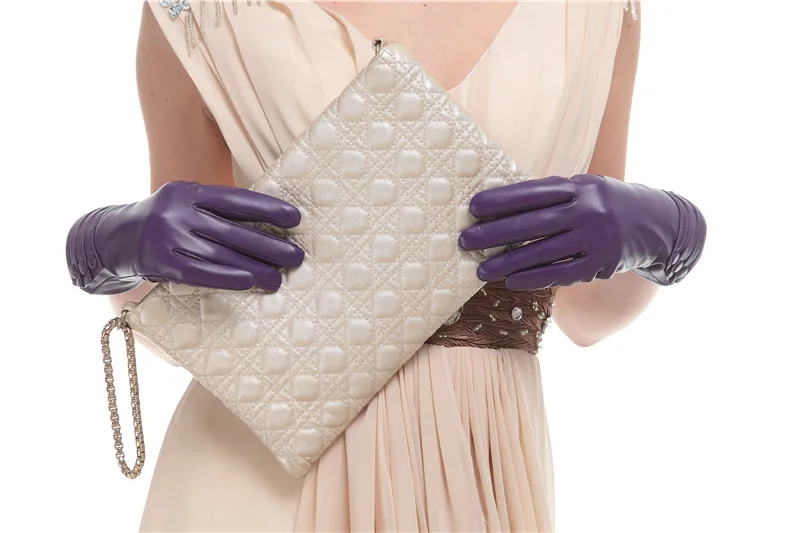 Женские перчатки из натуральной кожи фиолетовые кожаные перчатки|gloves purple|women genuine
