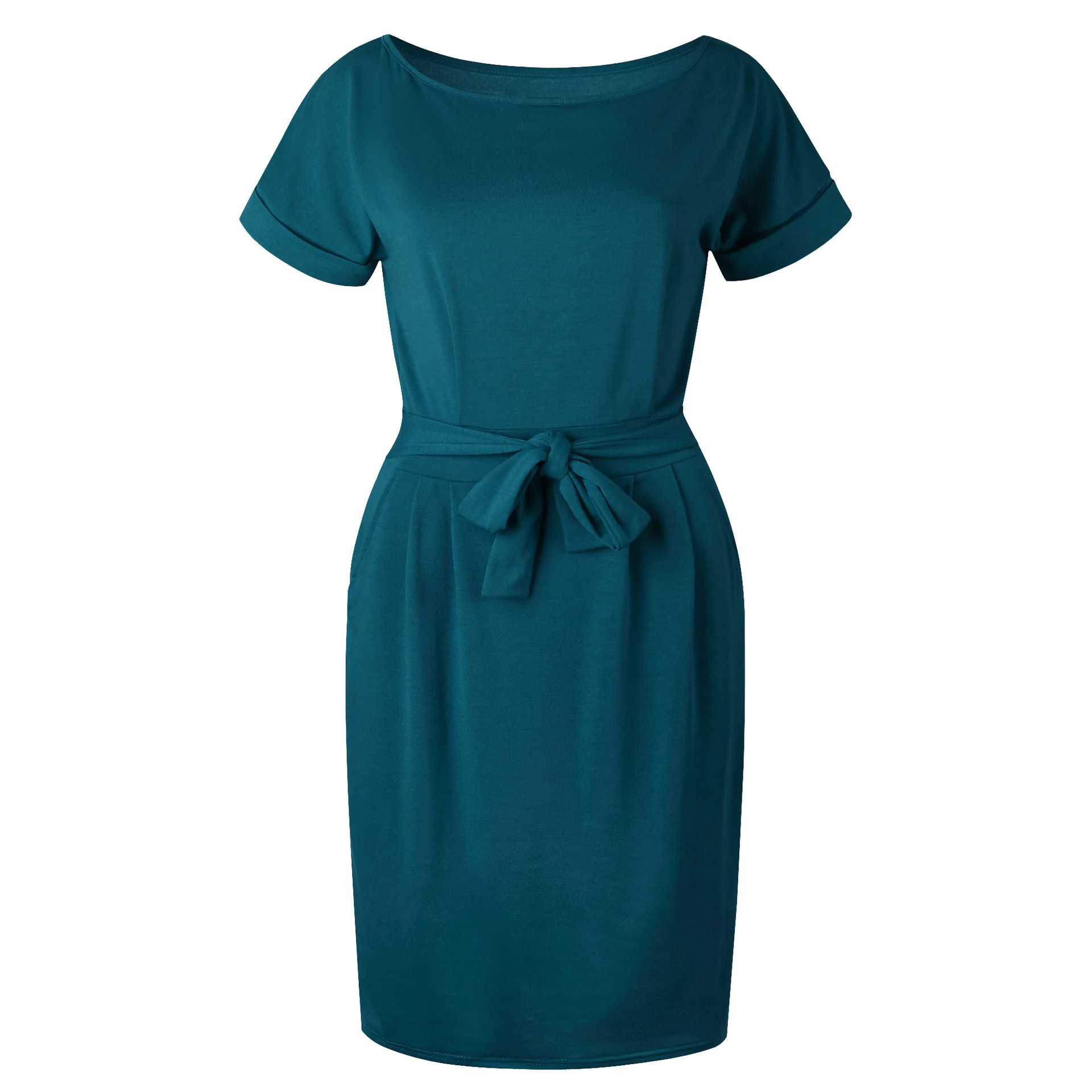 Для женщин Velvet Sheath Dress зеленый черный o образным вырезом короткий рукав тонкий
