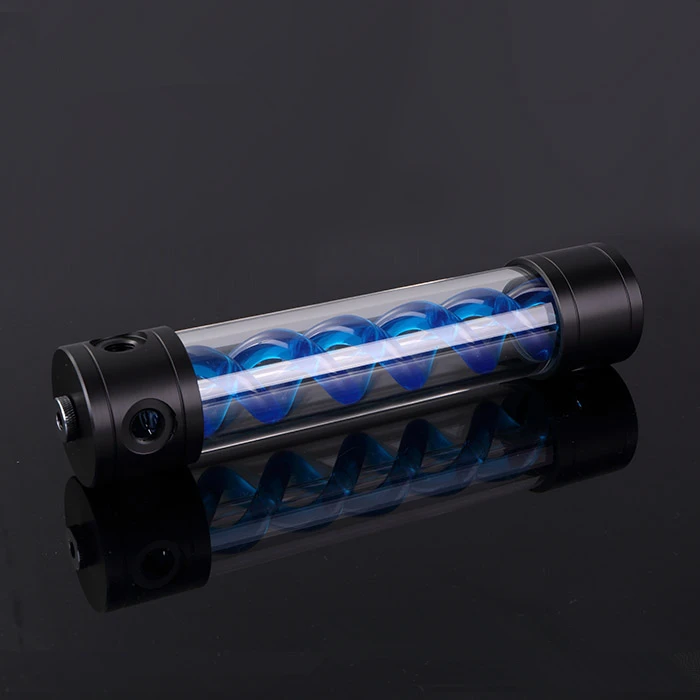 250mm Blue POM 50 мм Диаметр компьютера водяного охлаждения охладитель акриловый бак для воды цвет двойной спирали T вируса цилиндрический Светодиодный УФ светильник радиатор - Цвет лезвия: 250mm Blue POM